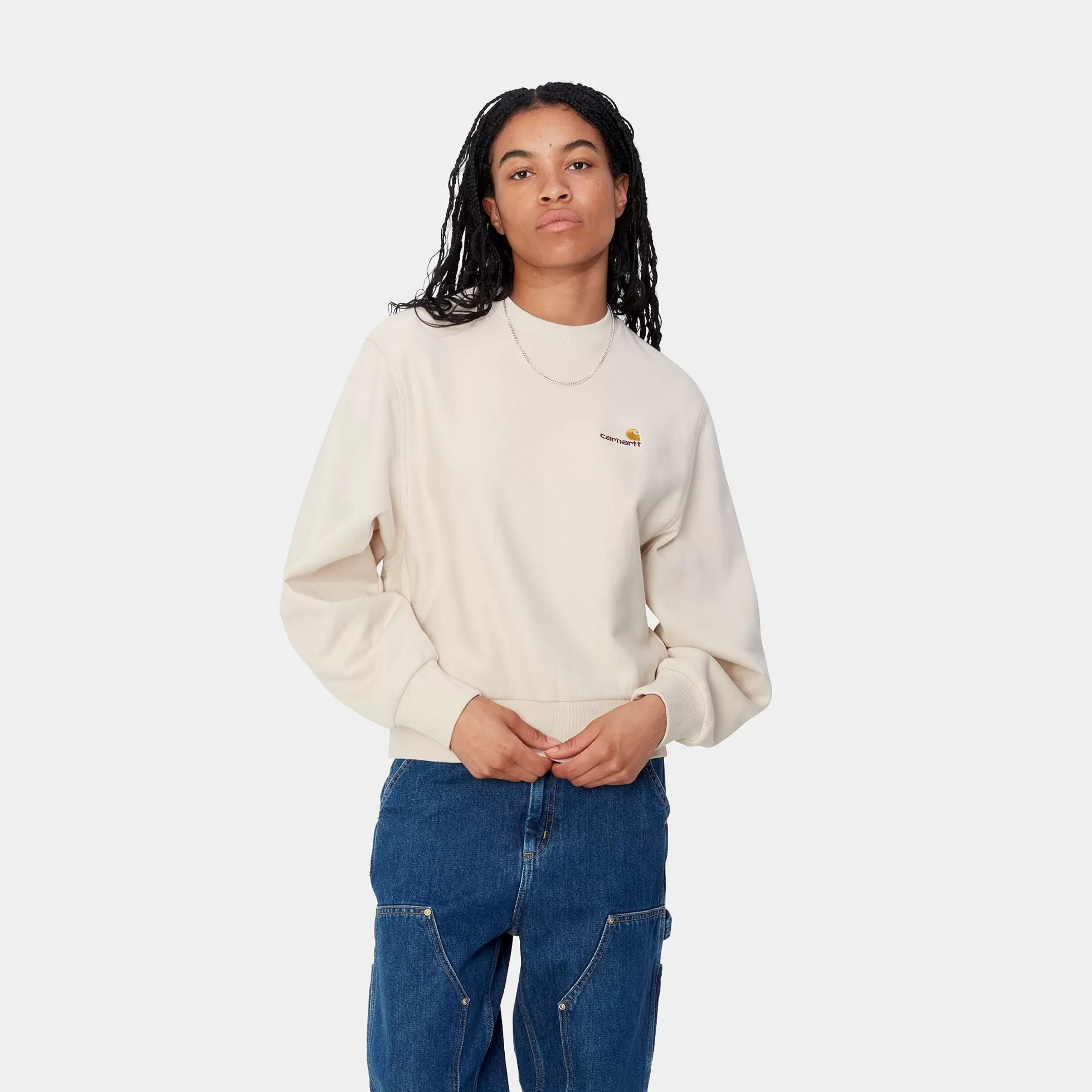 Sweats^Carhartt WIP W' American Script Sweatshirt Moonbeam