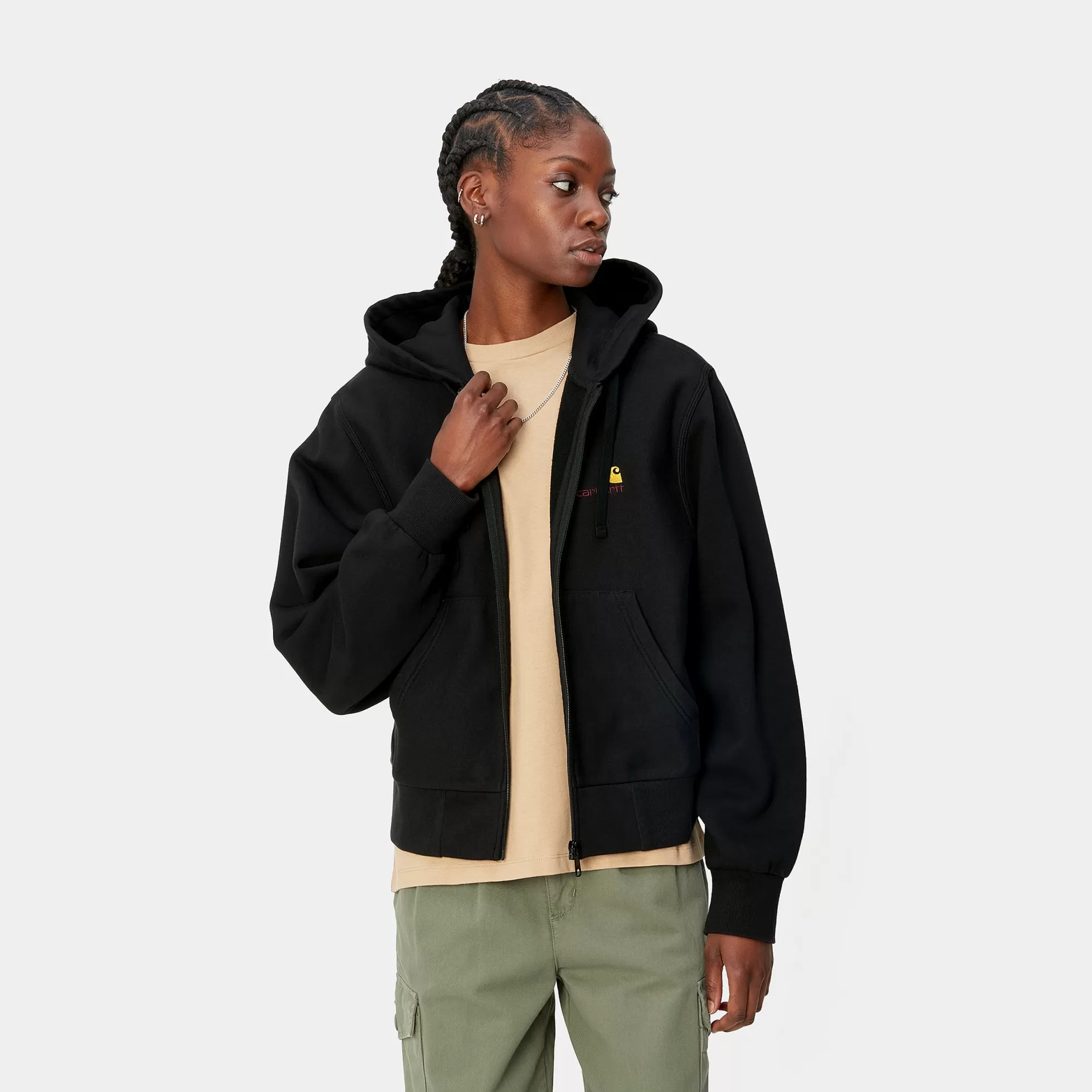 Sweats^Carhartt WIP W' Hooded American Script Jacket Black