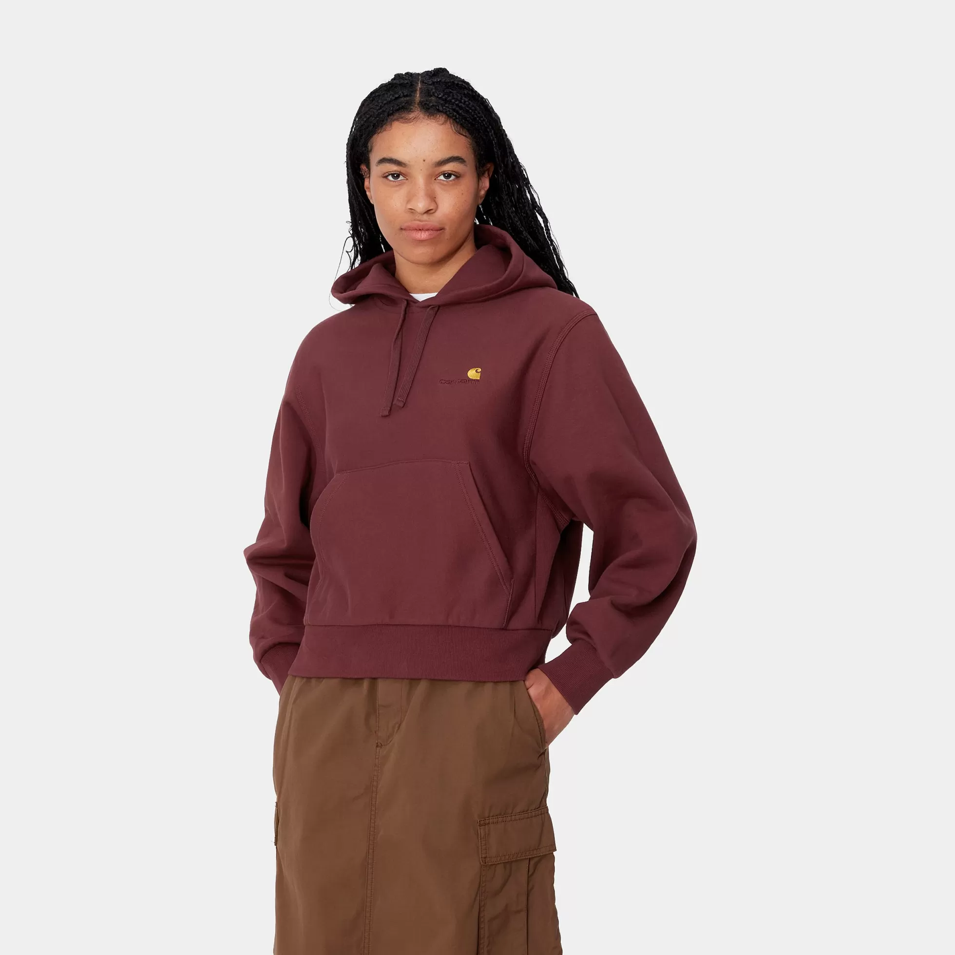 Sweats^Carhartt WIP W' Hooded American Script Sweatshirt Malbec