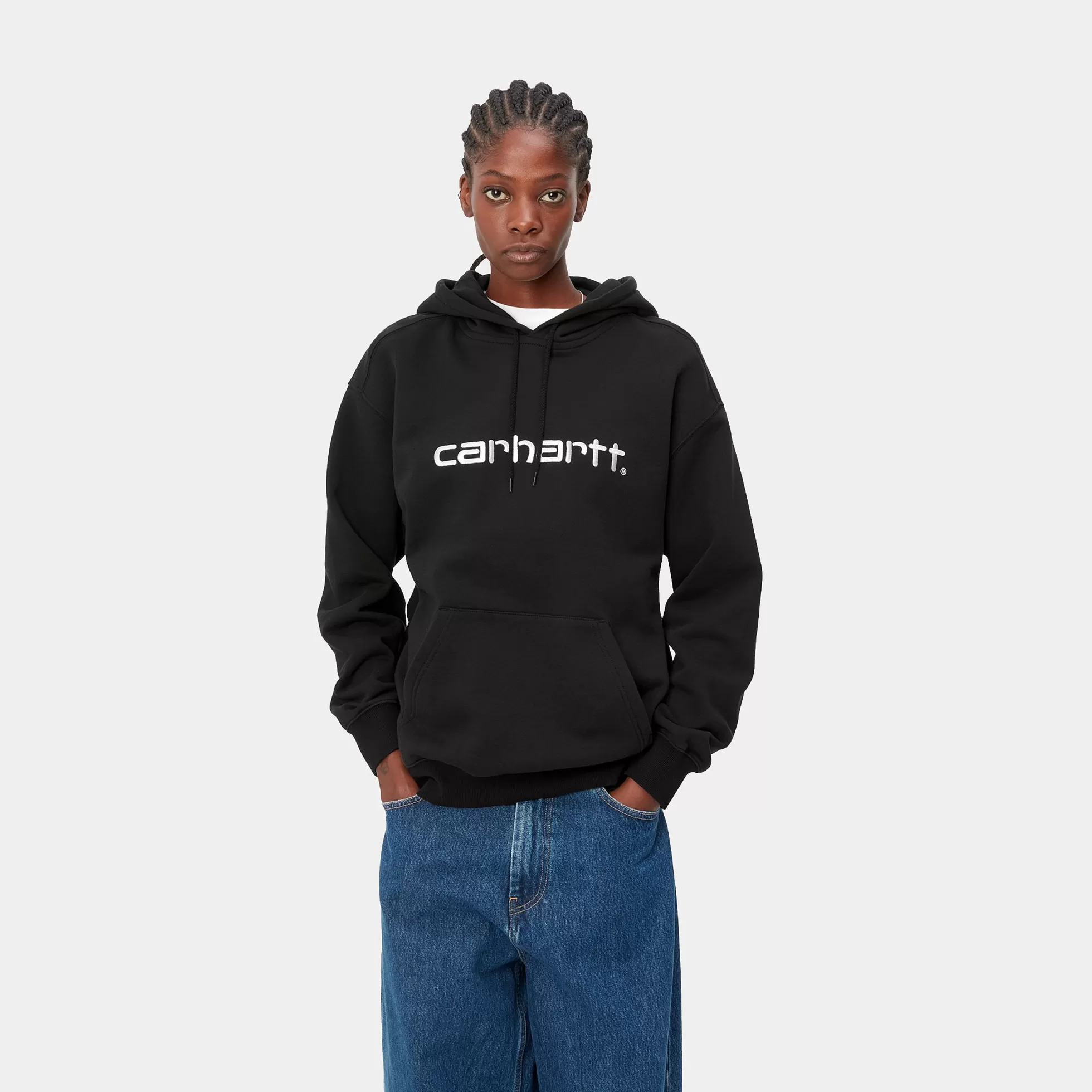 Sweats^Carhartt WIP W' Hooded Carhartt Sweatshirt Black / White