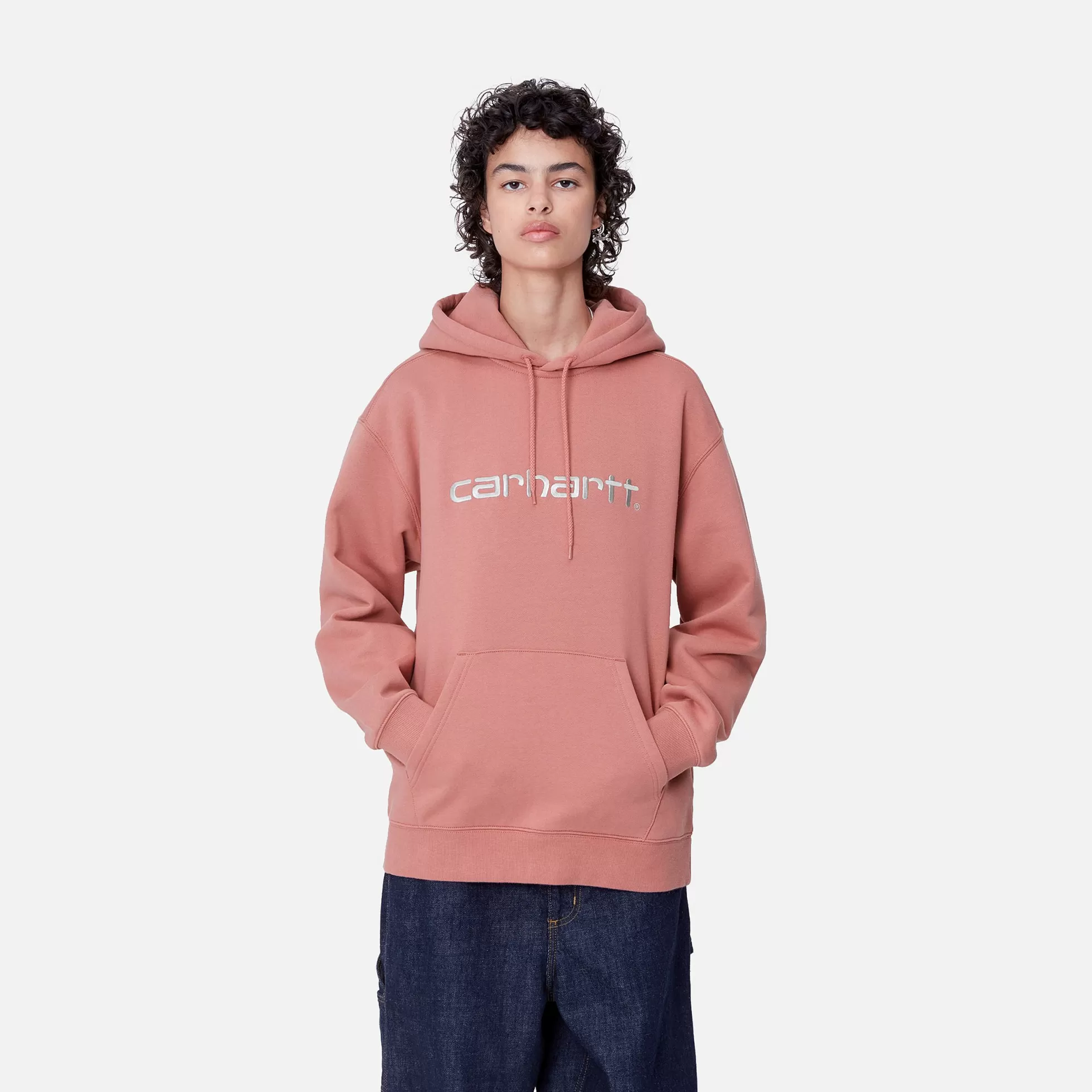 Sweats^Carhartt WIP W' Hooded Carhartt Sweatshirt Dusty Rose / Moonbeam