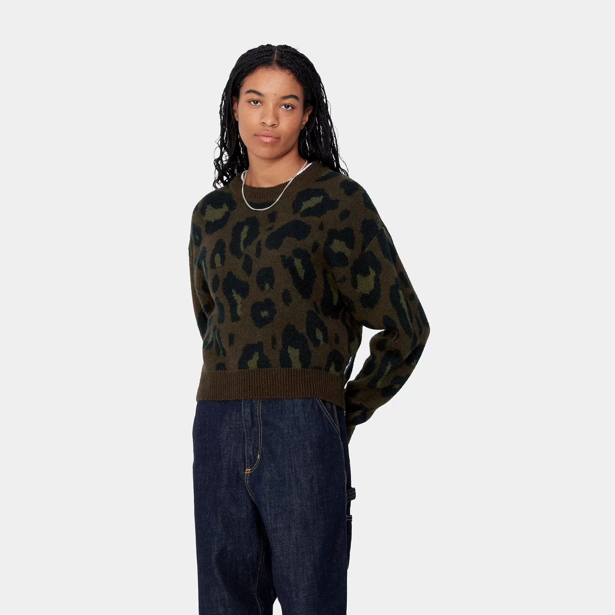 Mailles^Carhartt WIP W' Merton Sweater Camo Leo Jacquard, Tamarind