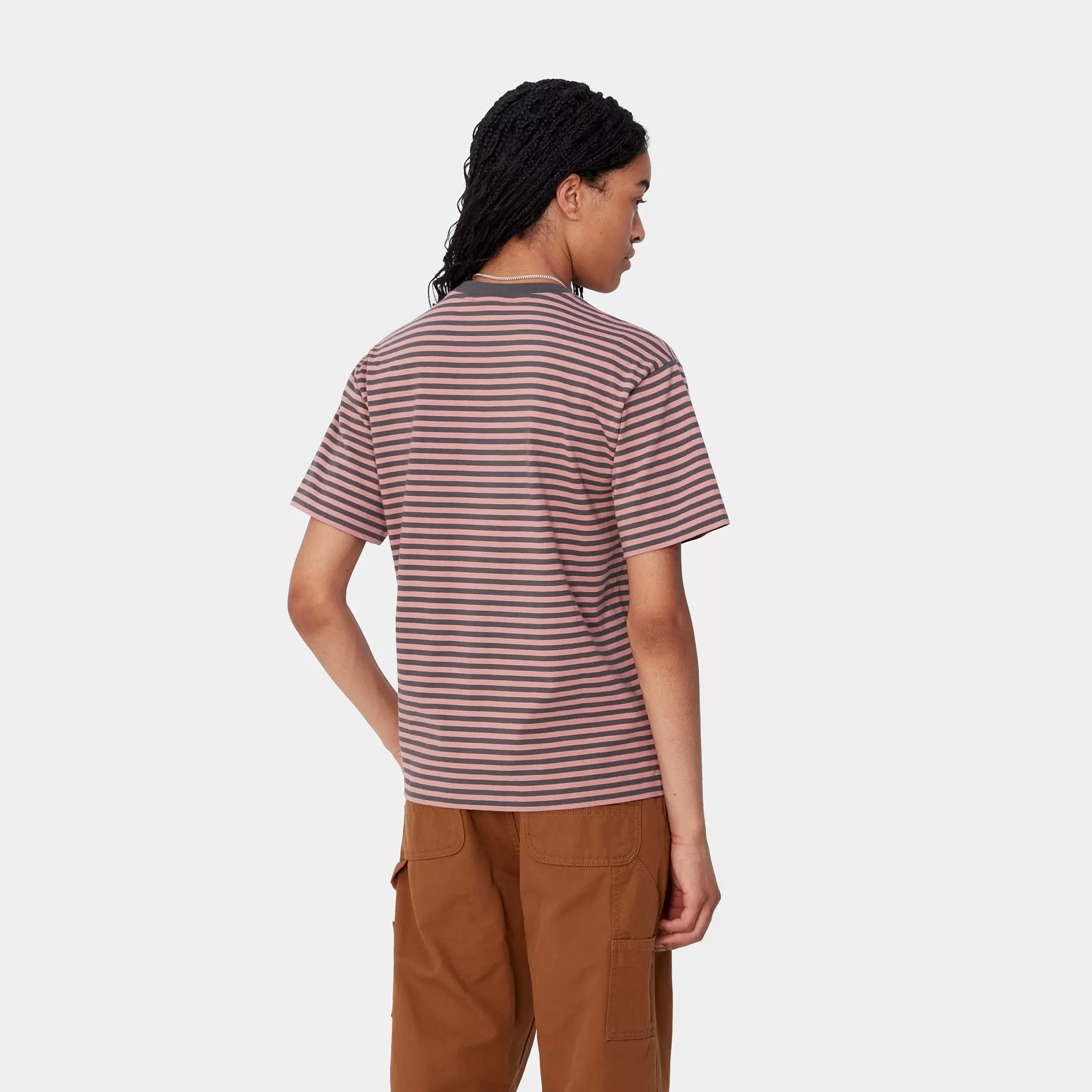 T-Shirts^Carhartt WIP W' S/S Verner T-Shirt Verner Stripe, Graphite / Dusty Rose